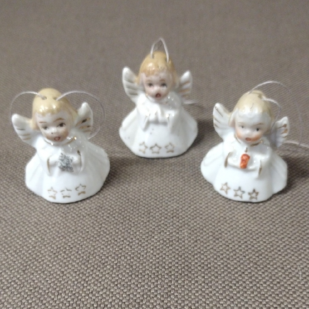 3 JAPAN MCM Ceramic Angel Ornament Bundle